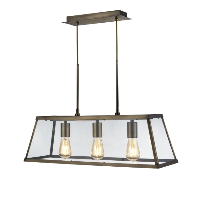 Bar Light in Antique Brass & Clear Glass Shade - Voyager