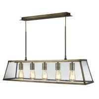 5 Light Antique Brass Bar Pendant - Searchlight