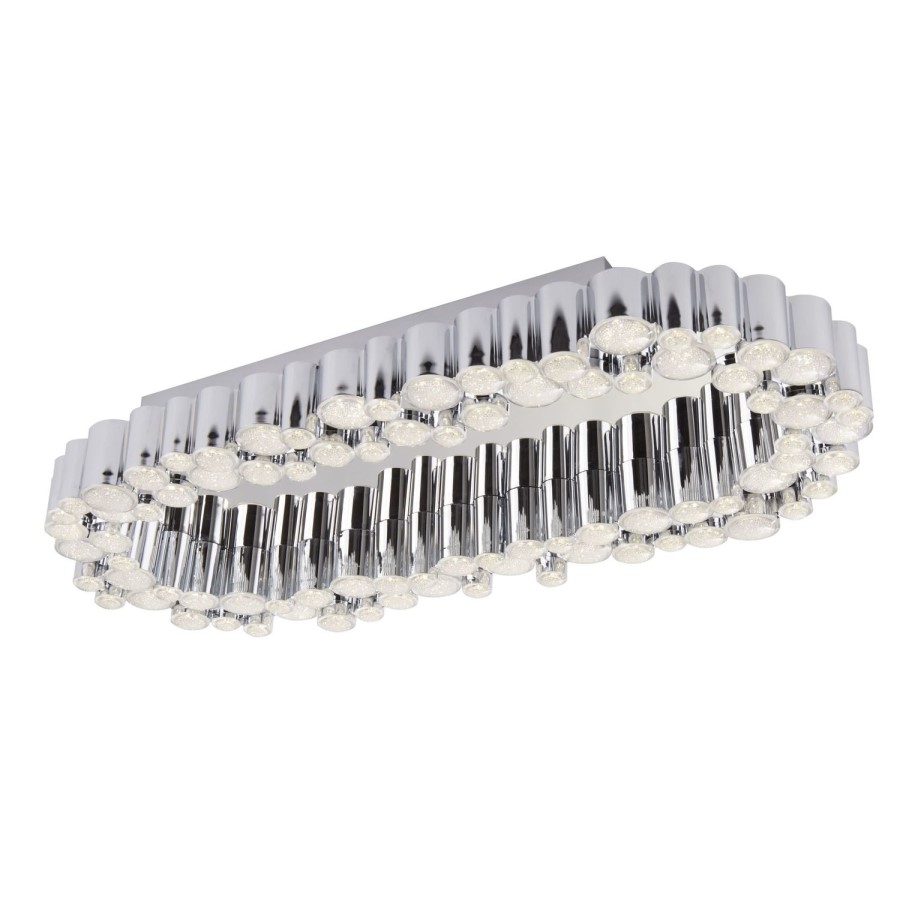 Ceiling Light with Crystals & Flush Fitting - Tubular