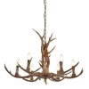 Wooden Chandelier with 6 Candle Lights - Stag/Antler