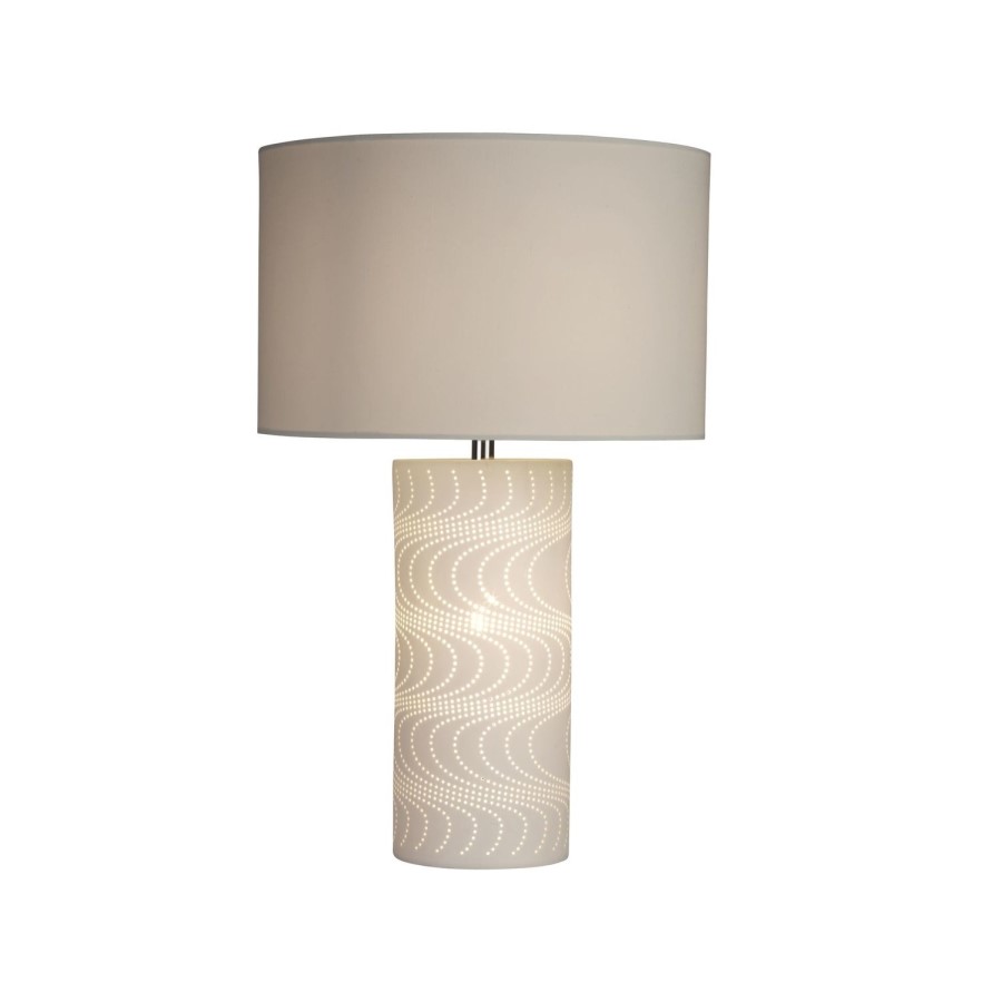 Wave White Ceramic Dual Light Table Lamp 