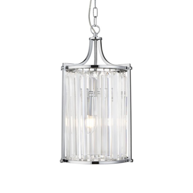 Chrome Pendant Light with Glass Crystals - Searchlight