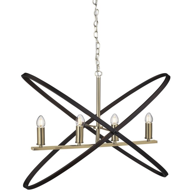 Bronze Pendant with 4 Lights & Cross Over Design - Hoopla