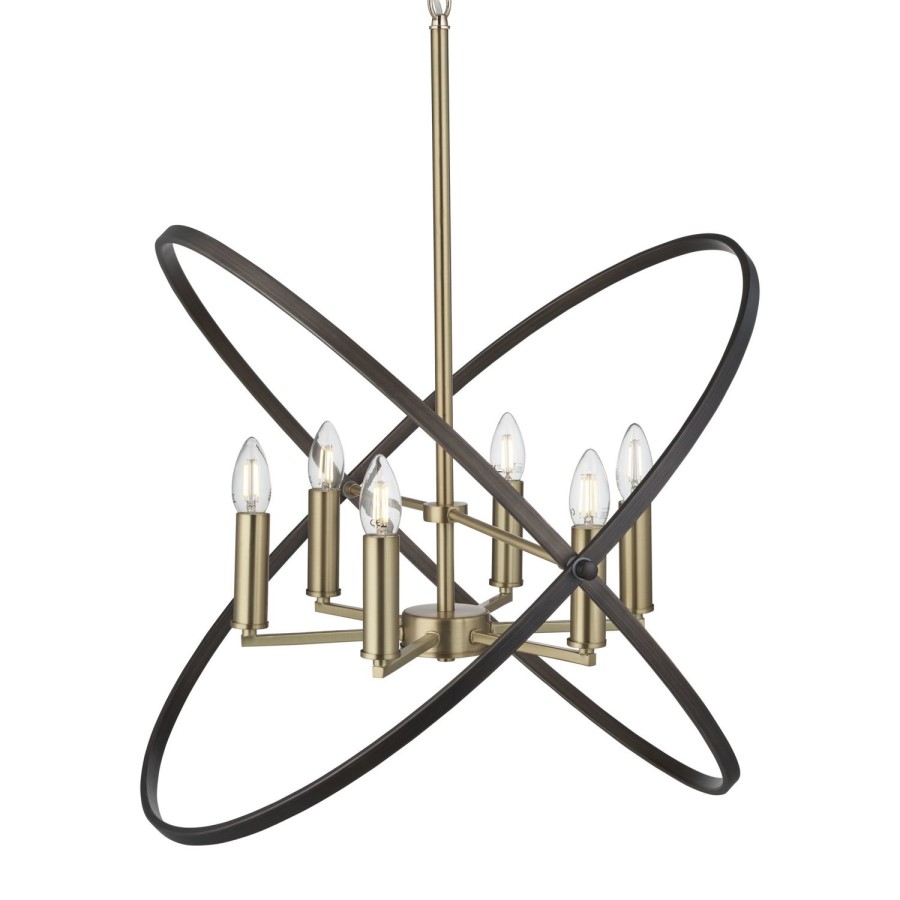 6 Light Bronze Pendant Chandelier - Searchlight