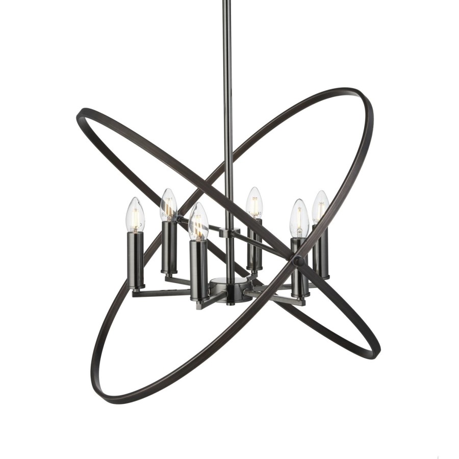 Cross Over 6 Light Chandelier in Chrome - Hoopla