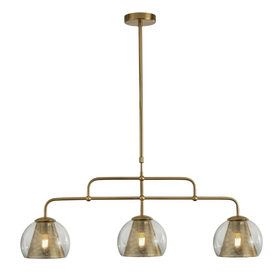 3 Light Brass Bar Pendant - Conio