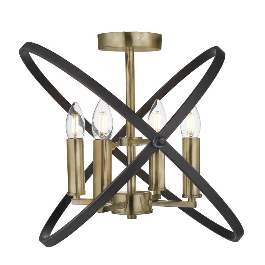 Bronze Semi Flush Ceiling Light - Searchlight