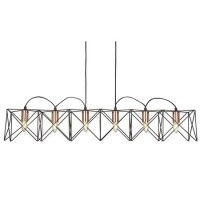 6 Light Black Bar Pendant with Copper Finish - Searchlight