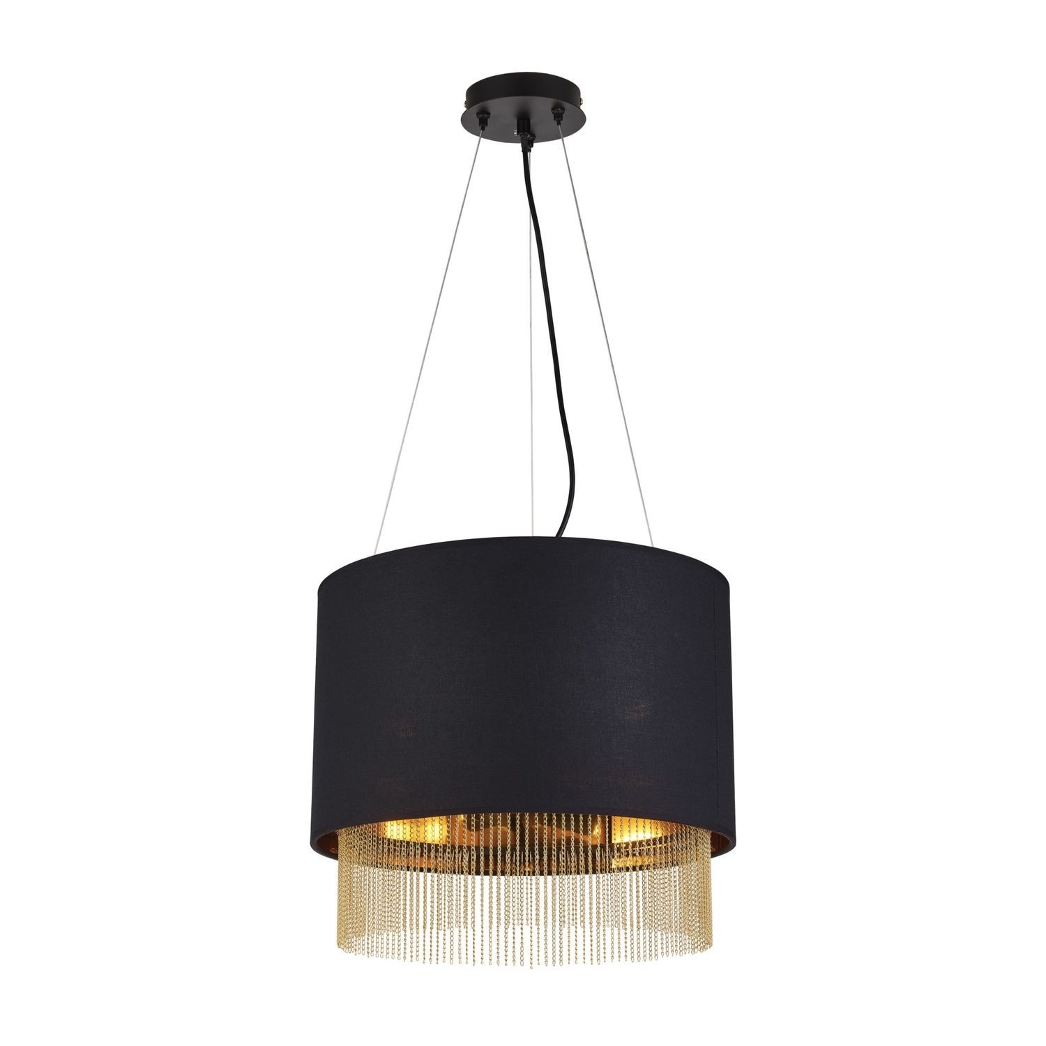 Black Pendant Light With Gold Chains Searchlight
