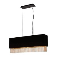 GRADE A1 - Box Opened Searchlight Black Pendant Light with Gold Fringe