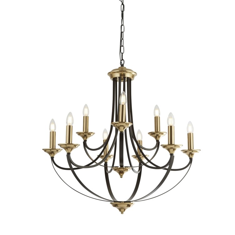 Chandelier with 9 Lights in Bronze & Brown - Belfry