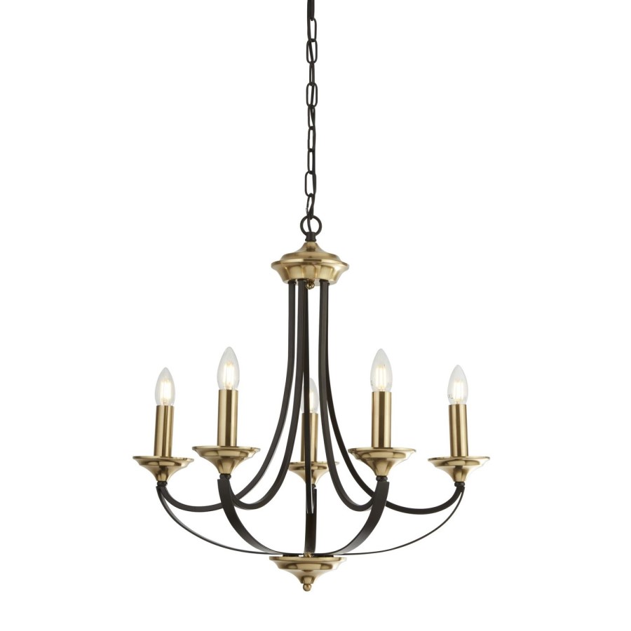 5 Candle Light Bronze & Brown Chandelier - Belfry