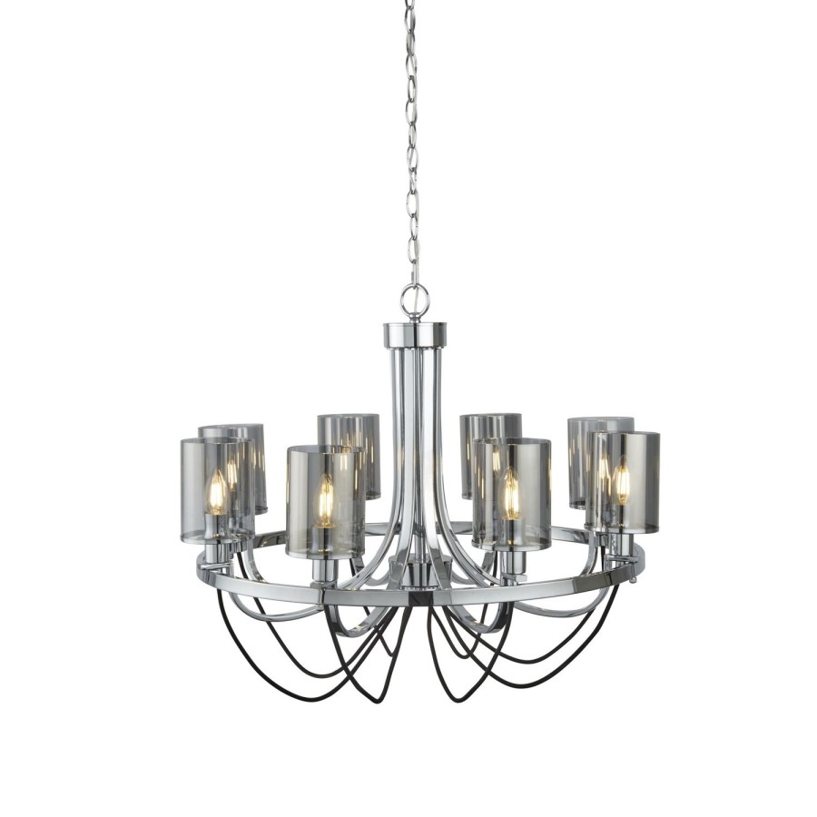 Catalina Chrome and Smoked Glass 8 Light Chandelier 