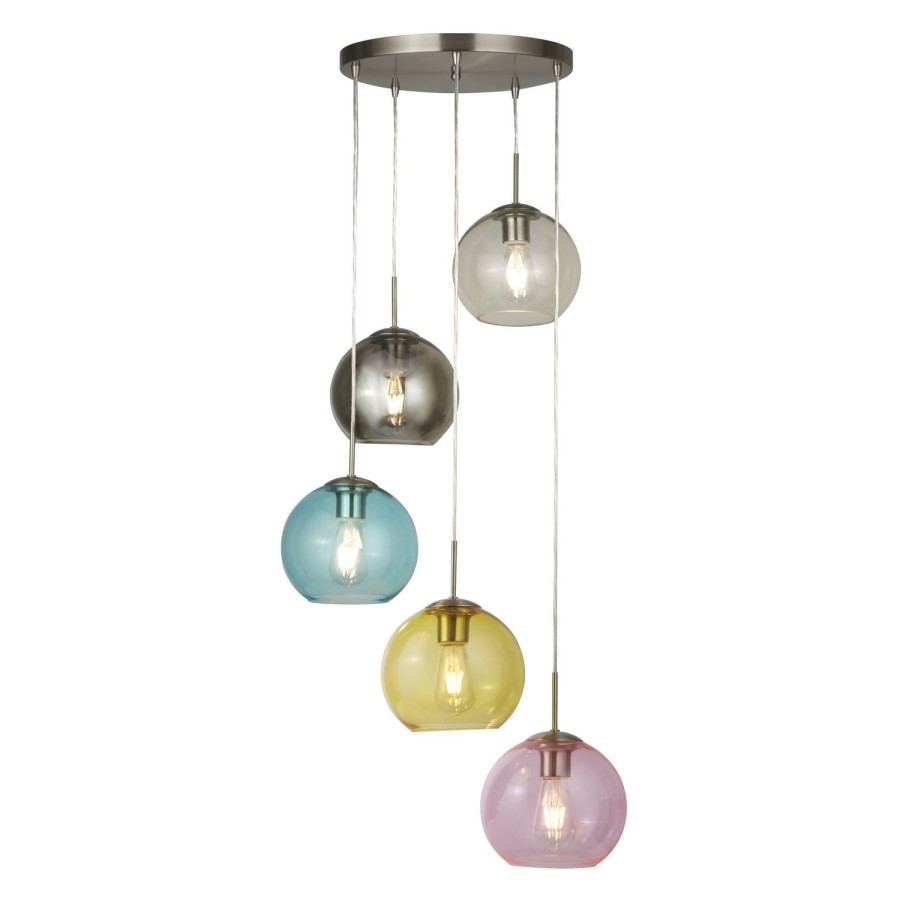 Multi-Coloured Ceiling Pendant with 5 Lights - Mardi