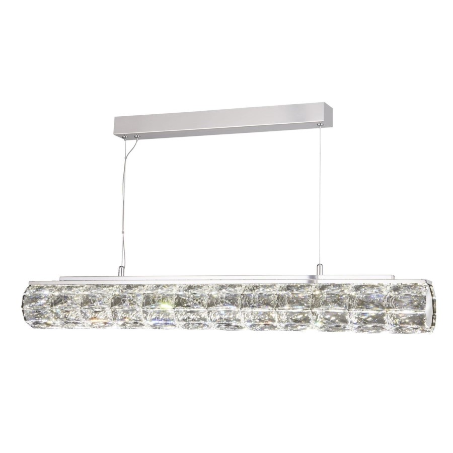 Chrome & Crystal Bar Pendant Light - Remy