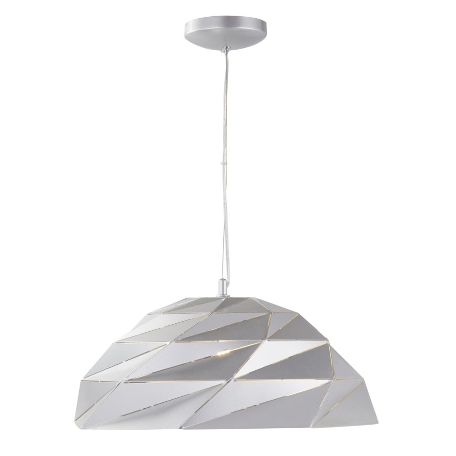 Silver Pendant Light with Geometric Shade - Origami