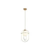 Polished Brass Pendant Light with Opal Glass Ball - Searchlight