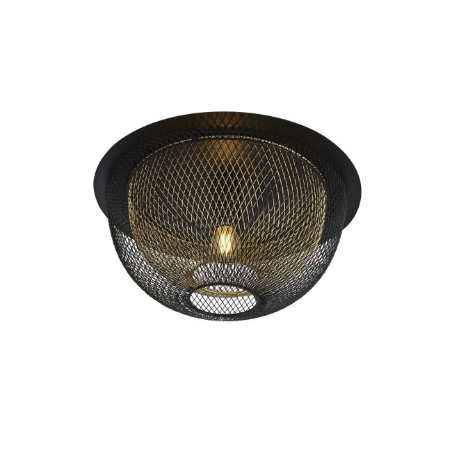 Black Mesh Dome Flush Ceiling Light - Searchlight
