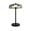 Black &amp; Smoked Glass Table Lamp - Frisbee