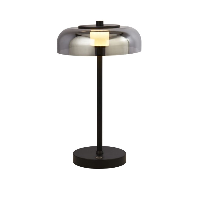 Black & Smoked Glass Table Lamp - Frisbee