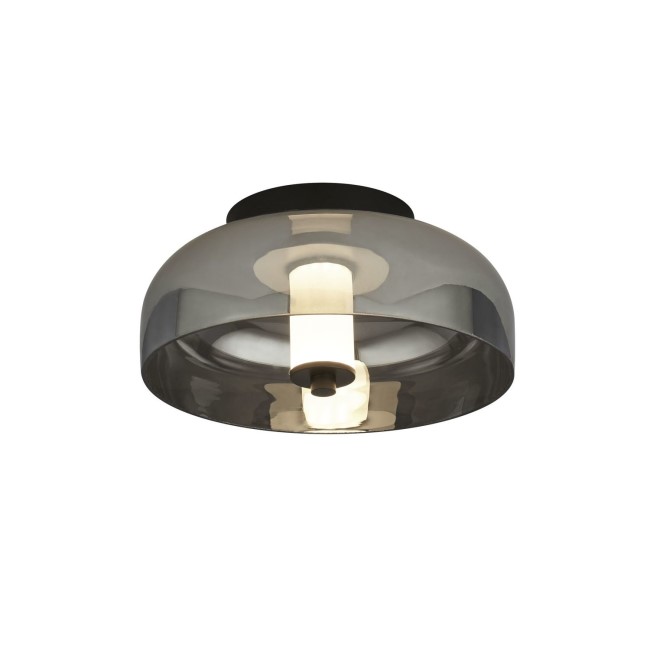 Black Smoked Glass LED Flush Light - Searchlight
