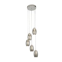 5 Light Smoked Glass Cluster Pendant - Cyclone