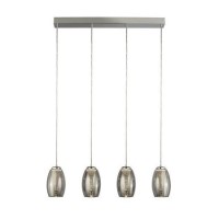 4 Lights Bar Pendant with Smoked Glass