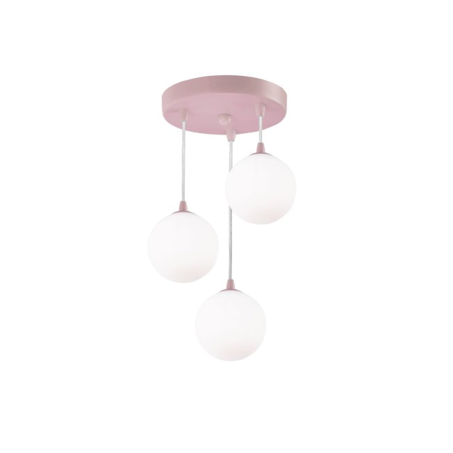 Pink 3 Light Opal Glass Ball Pendant - Searchlight