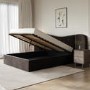 ONLY OPENED - Brown Velvet Double Ottoman Bed with Wide Curved Headboard - Samara