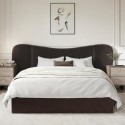 SMA001K Velvet King Size Ottoman Bed with Wide Curved Headboard in Chocolate Brown - Samara