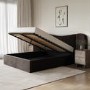 Velvet King Size Ottoman Bed with Plush Curved Wide Headboard in Espresso Brown - Samara