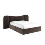 Velvet King Size Ottoman Bed with Plush Curved Wide Headboard in Espresso Brown - Samara