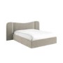 Beige Velvet Double Ottoman Bed with Curved Wide Headboard - Samara