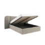 Beige Velvet Double Ottoman Bed with Curved Wide Headboard - Samara