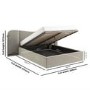 Beige Velvet King Size Ottoman Bed with Curved Wide Headboard - Samara