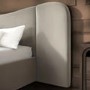 Beige Velvet King Size Ottoman Bed with Curved Wide Headboard - Samara