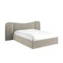 Beige Velvet King Size Ottoman Bed with Curved Wide Headboard - Samara