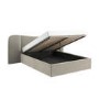 Beige Velvet King Size Ottoman Bed with Curved Wide Headboard - Samara