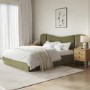 Moss Green Velvet Double Ottoman Bed with Wide Curved Headboard - Samara