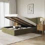 Moss Green Velvet Double Ottoman Bed with Wide Curved Headboard - Samara
