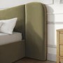 Moss Green Velvet Double Ottoman Bed with Wide Curved Headboard - Samara