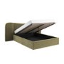 Moss Green Velvet Double Ottoman Bed with Wide Curved Headboard - Samara