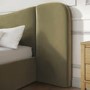 Moss Green Velvet King Size Ottoman Bed with Wide Curved Headboard - Samara