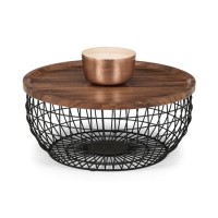 Small Round Walnut Ottoman Coffee Table with Metal Frame - Julian Bowen Small Round Walnut Ottoman Coffee Table with Metal Frame - Julian Bowen