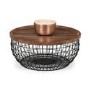 Small Round Walnut Ottoman Coffee Table with Metal Frame - Julian Bowen
