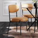 SMICARCHA Set of 2 Tan Faux Leather Dining Chairs - Smith