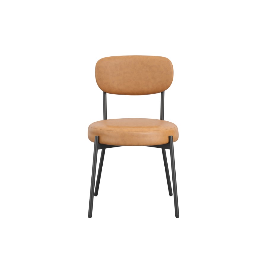 Set of 2 Tan Faux Leather Dining Chairs - Smith