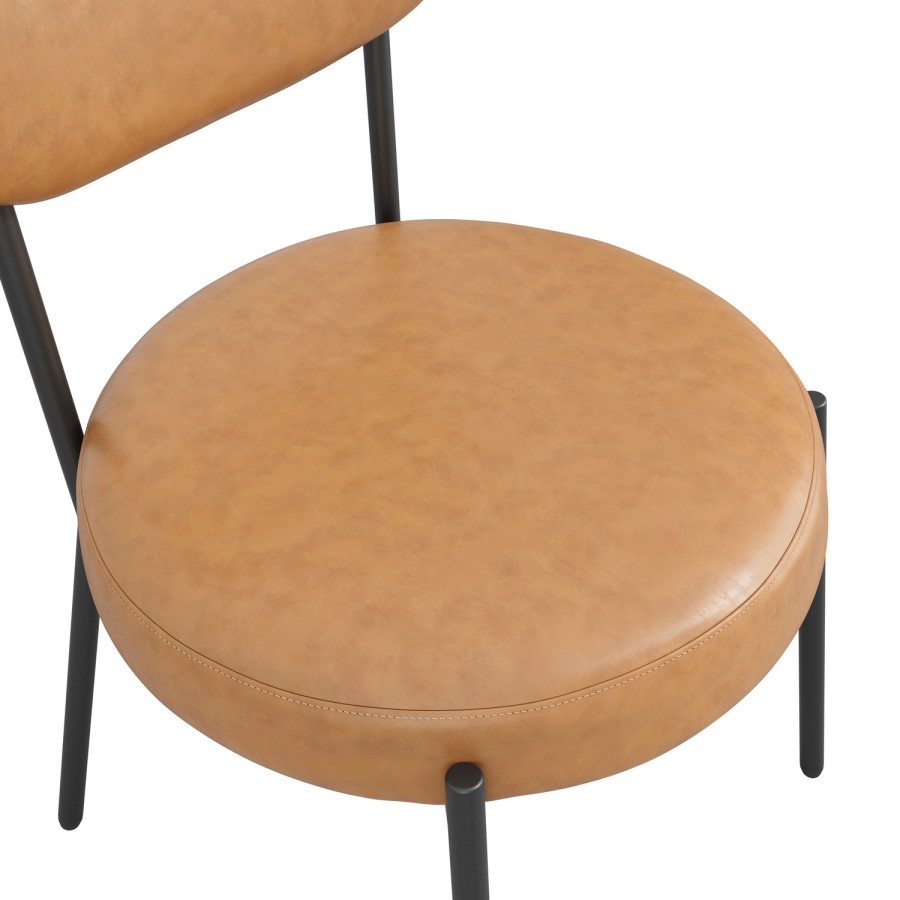 Set of 2 Tan Faux Leather Dining Chairs - Smith
