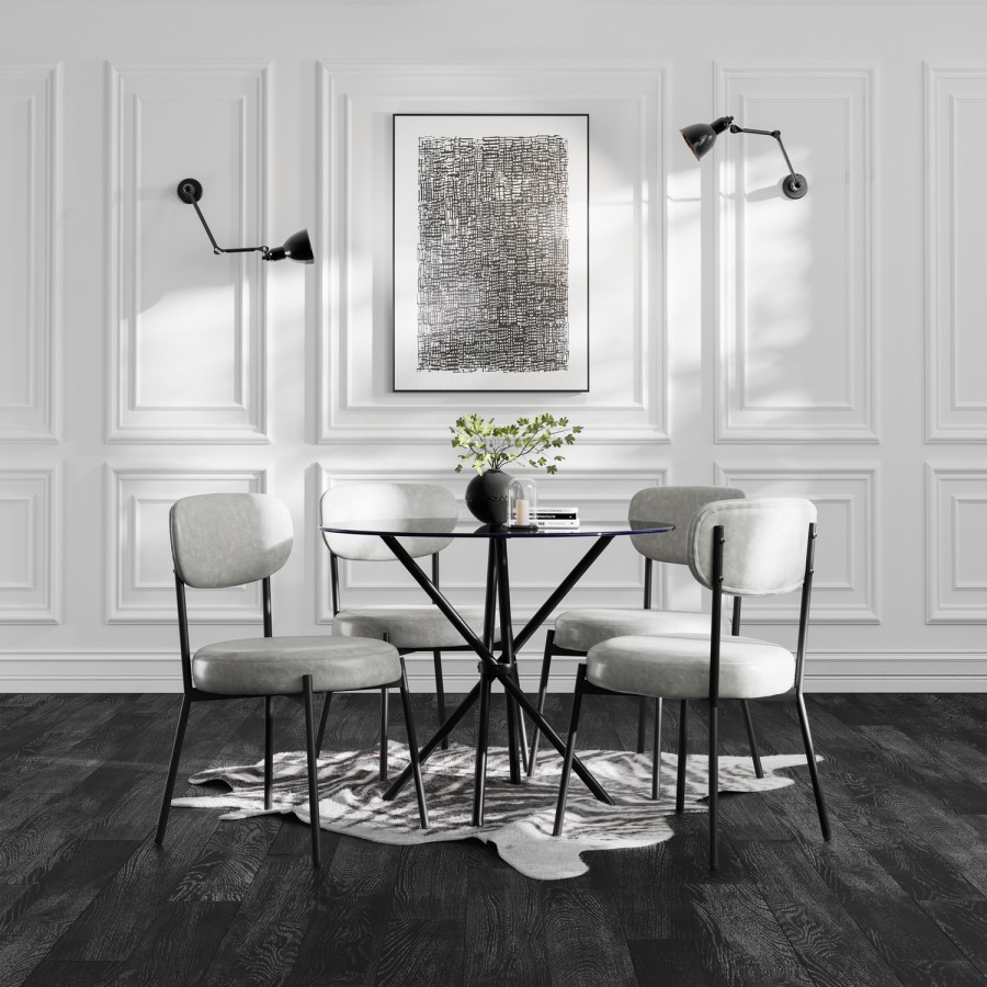 Set of 2 Grey Faux Leather Dining Chairs - Smith