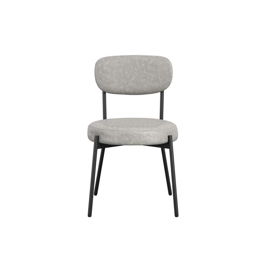 Set of 2 Grey Faux Leather Dining Chairs - Smith